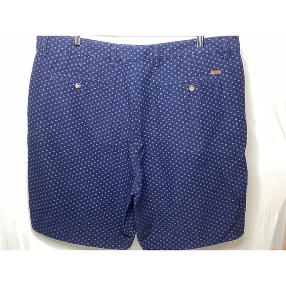 Chaps Mens Anchor Print Shorts Size 40 Casual Flat Front Blue Cotton - Picture 3 of 11